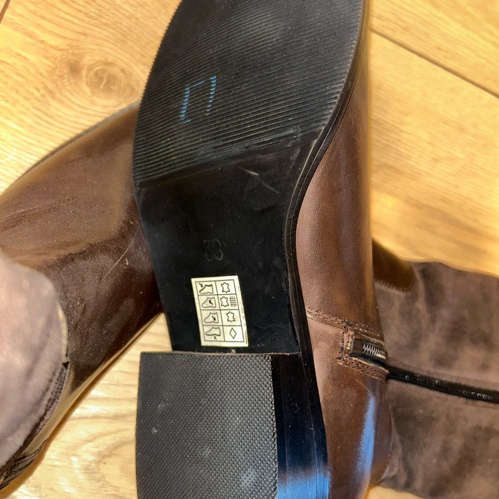 Elegant Brown Leather and Suede Boots - Picture 4 of 4